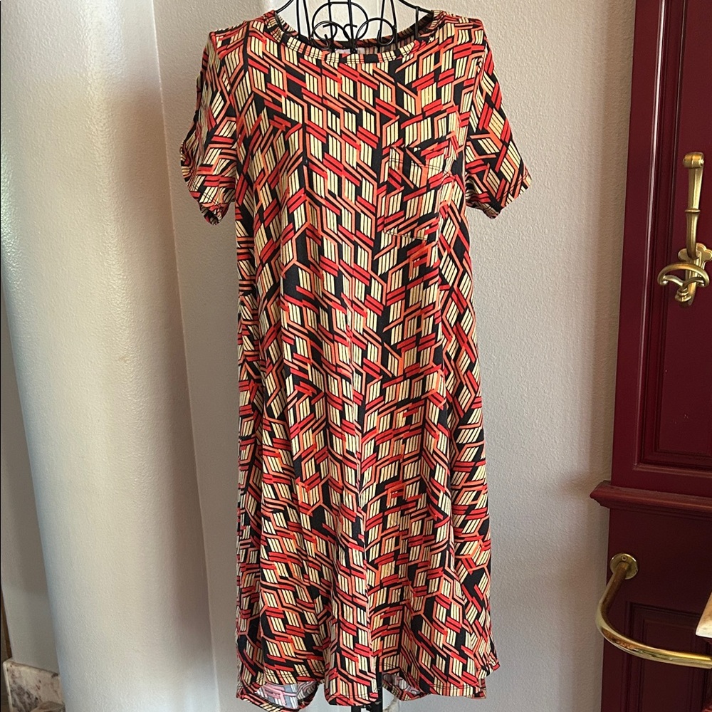 Geometric Patterned Short Sleeve T Shirt Dress